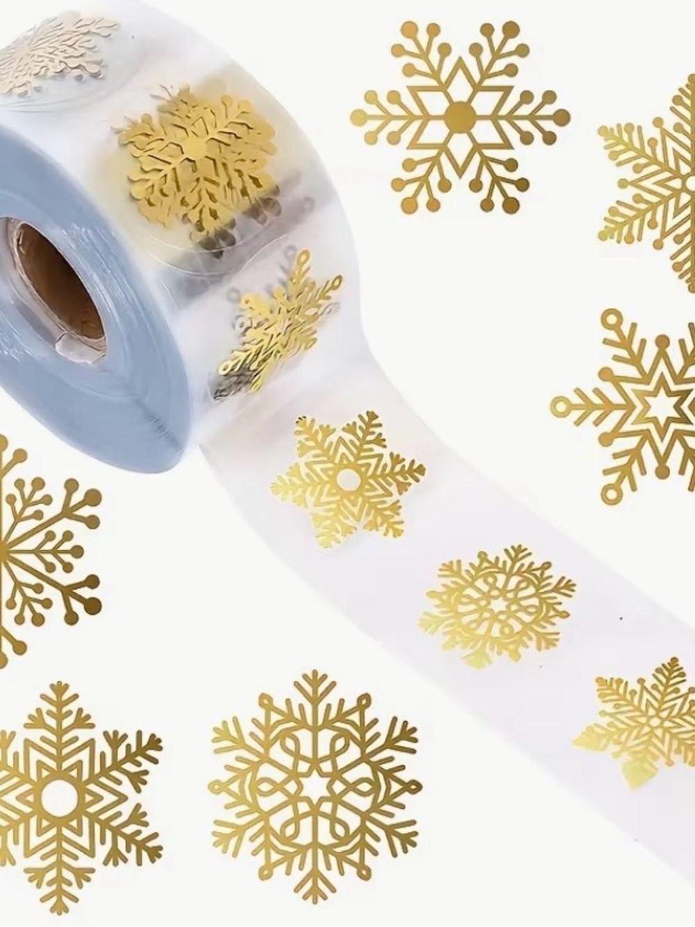 Gold Snowflake Sticker Roll - 120 stickers/roll